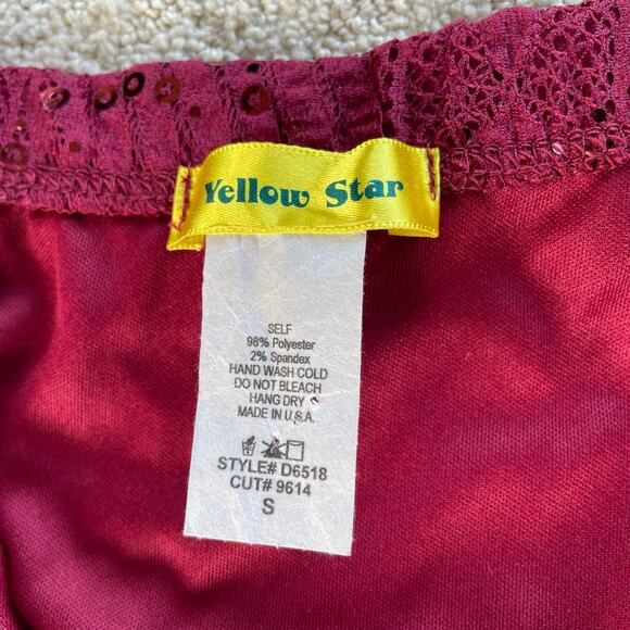 🔥Yellow Star Lace Sequins Strapless Mermaid Dress Burgundy Evening Party Dress - Picture 8 of 13